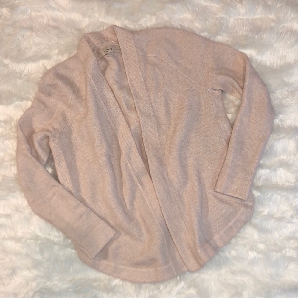 LOFT | Open-front Pink Long-sleeve Cardigan - Picture 3 of 6